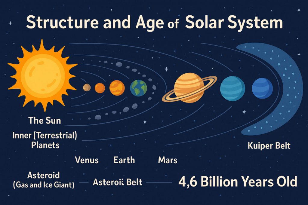 Structure and Age of the Solar System: How Our Planetary Neighborhood Formed