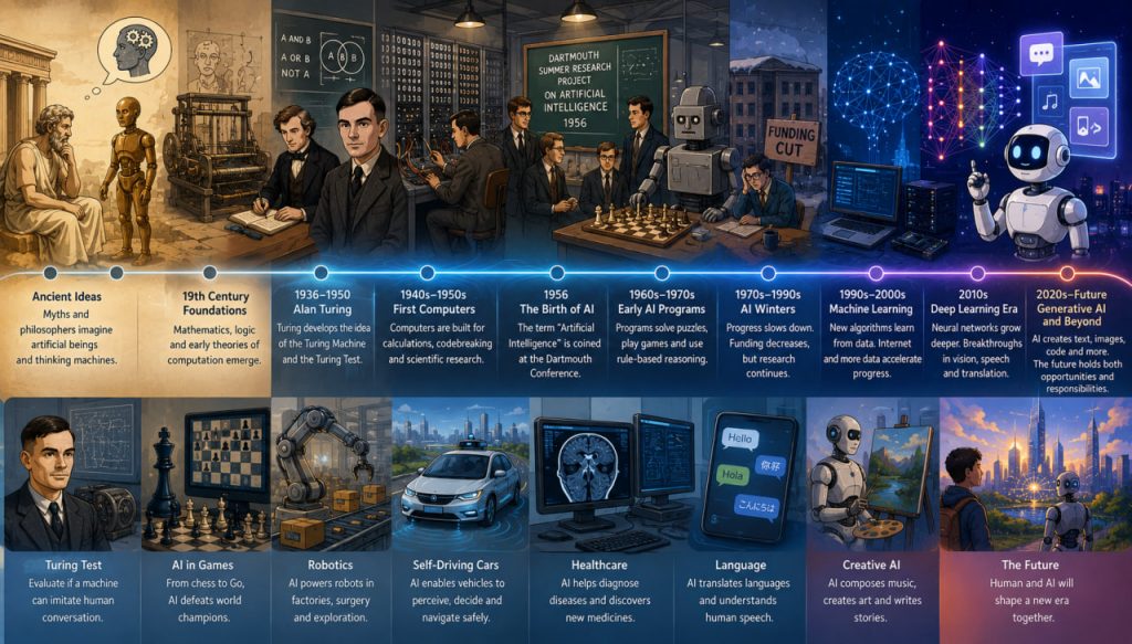 The History of Artificial Intelligence: From Ancient Dreams to Modern Machines