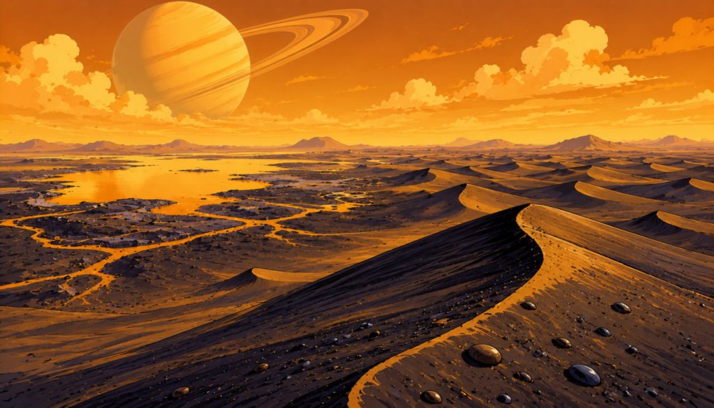 Titan’s Sand Dunes: Organic Sands Beneath a Methane Sky