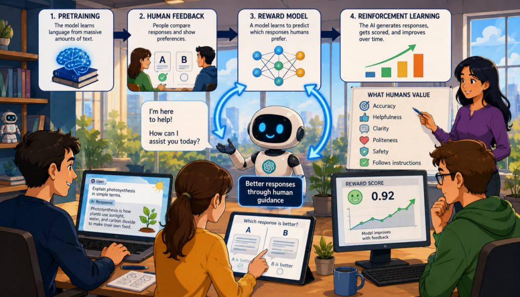 Reinforcement Learning from Human Feedback (RLHF): How We Taught Chatbots to Be Helpful and Polite