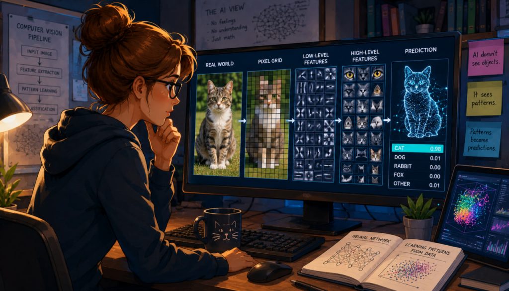 Computer Vision as an Illusion: How AI Sees a Cat as a Cloud of Pixels