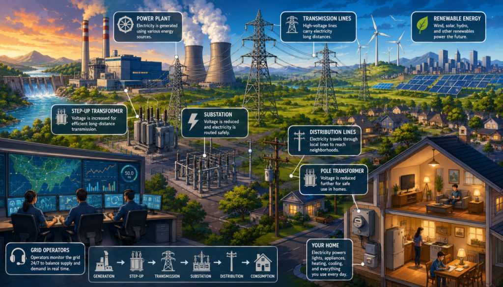 How Modern Electricity Supply Works: From Power Plants to Your Home