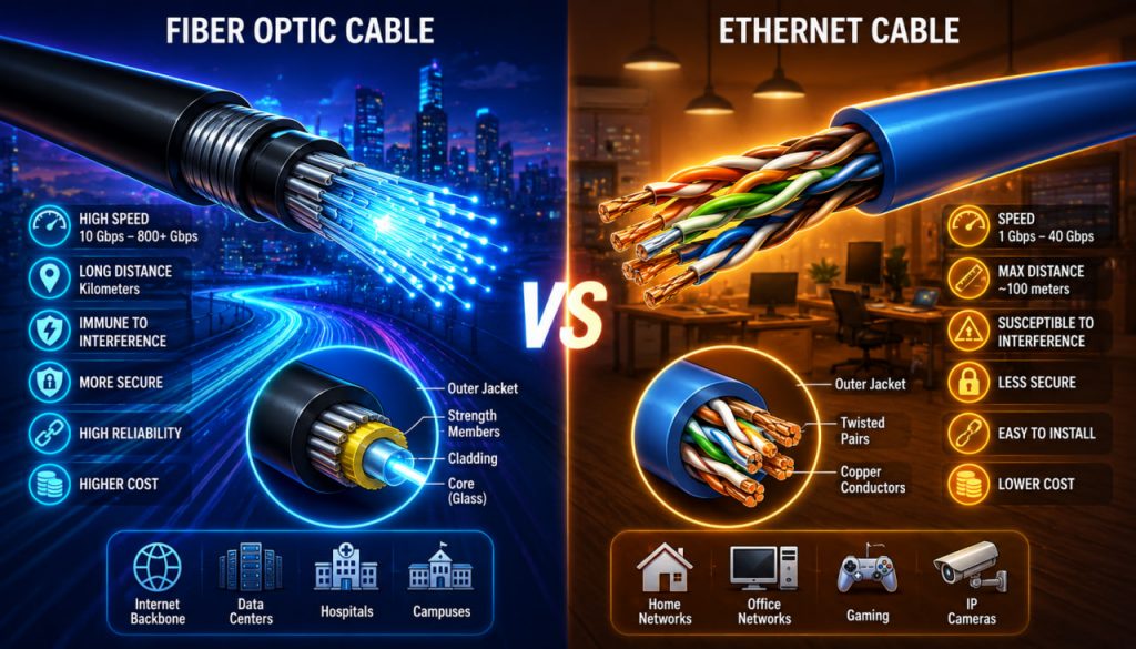 Fiber Optic Cable vs. Ethernet Cable: What’s the Difference and Which One Is Better?
