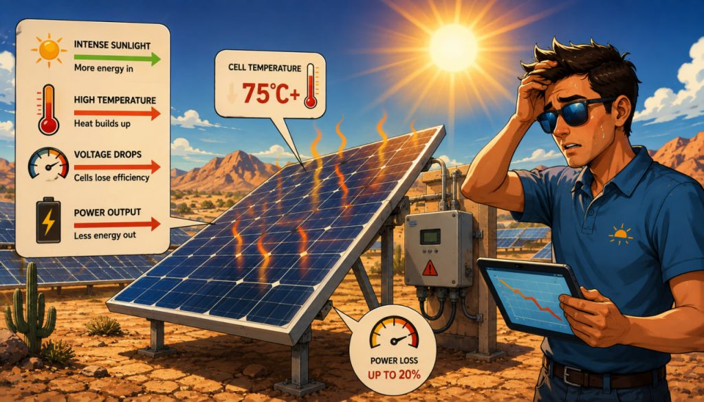 Why Solar Panels Lose Power at +50°C and Above