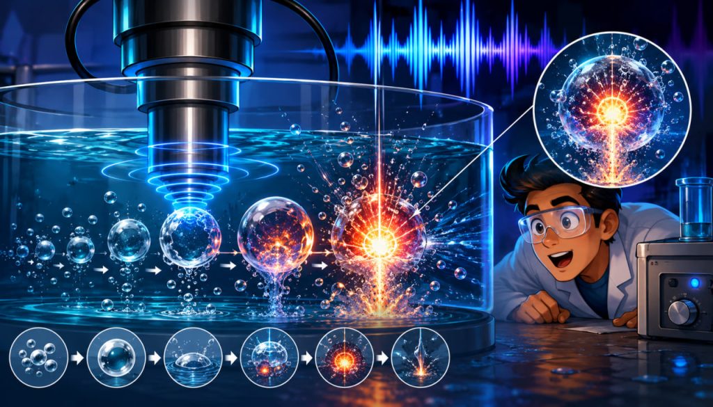 Ultrasonic Cavitation: How Sound Creates Bubbles That Collapse With Sun-Like Heat
