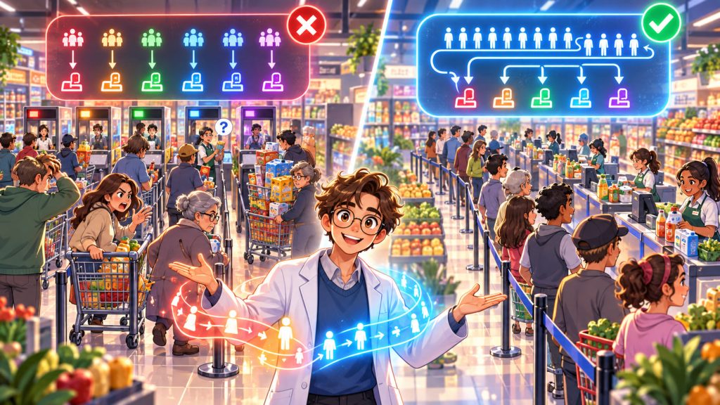 Queueing Theory: Why One Big Line Is Often Better Than Five Small Ones